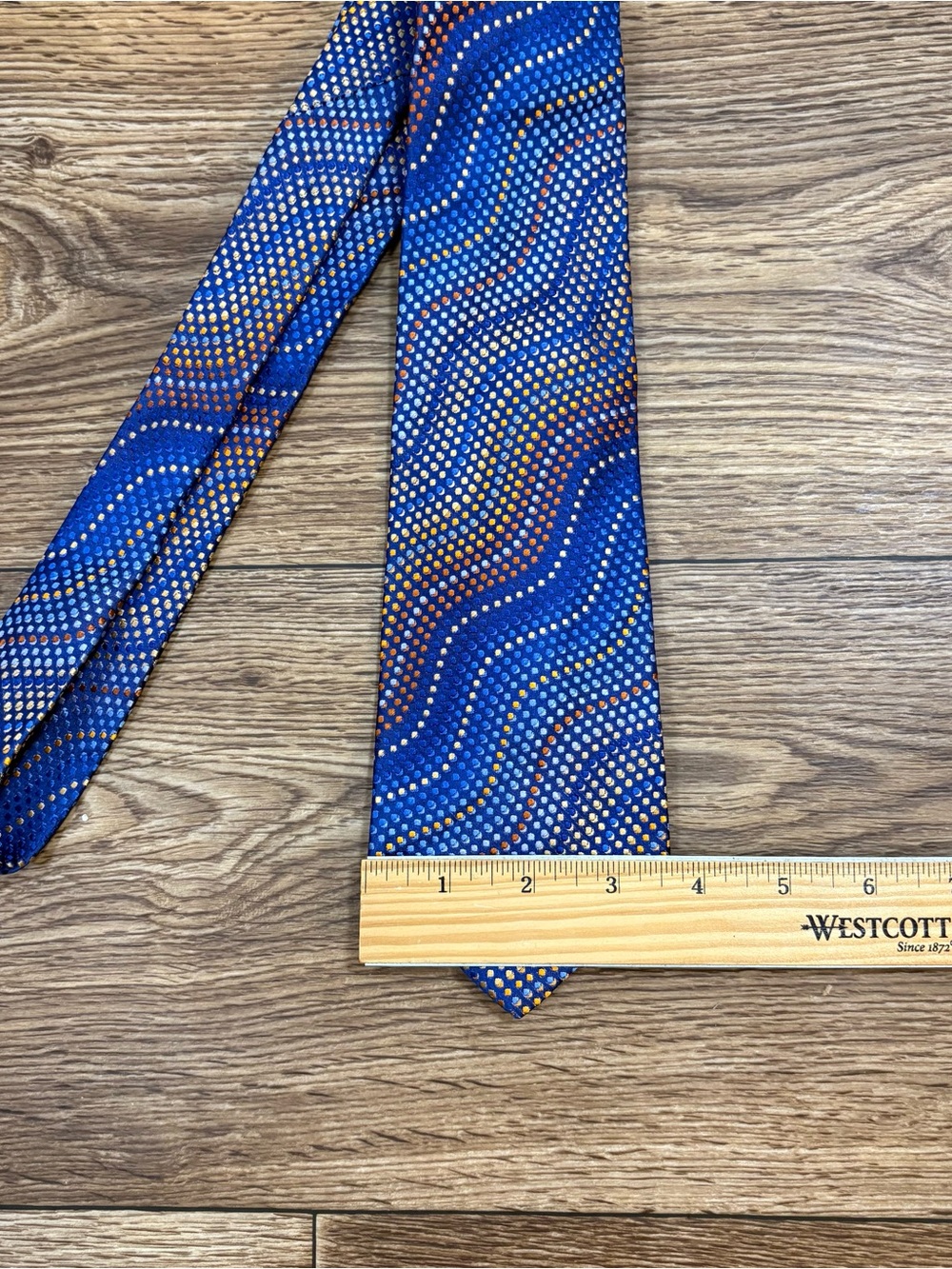 Turnbull & Asser Silk Tie Classic Width Blue Orange Royal Warrant England - Picture 3 of 6